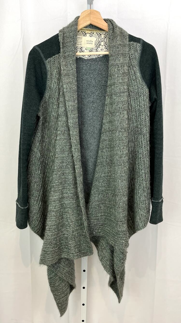 SATURDAY SUNDAY Sz S Anthropologie Cascado Draped Open Cardigan Sweater Green